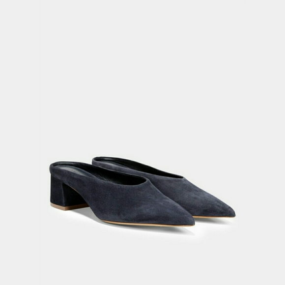 NWT Vince Ralston Navy Blue Suede Slip On Mule - Picture 1 of 15